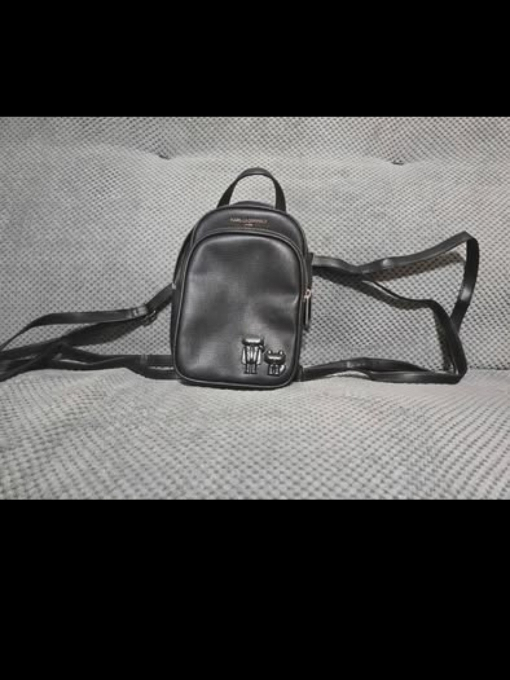 Karl Lagerreld Black Mini Leather Backpack